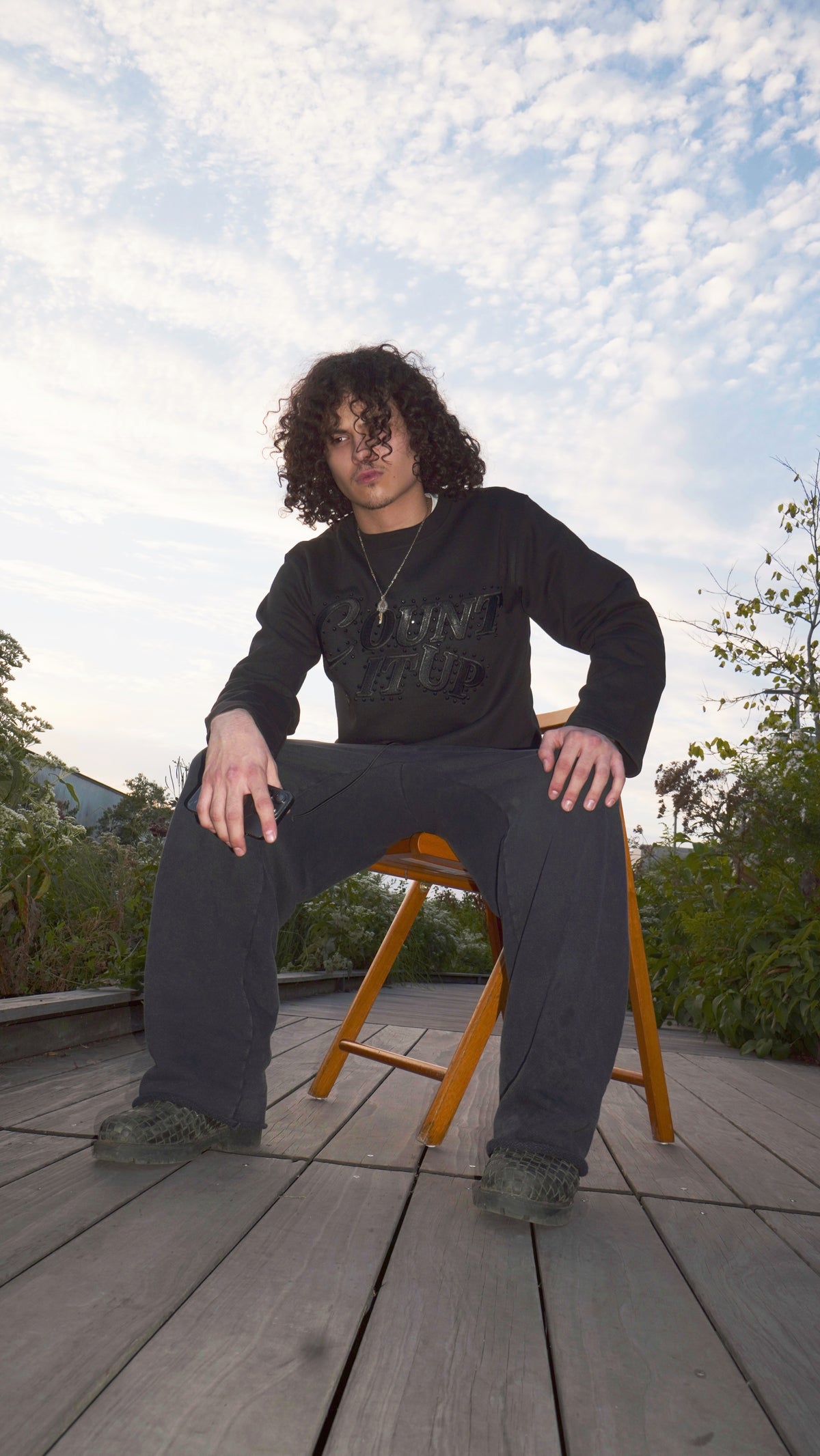 Black Rhine Stone Crew Neck