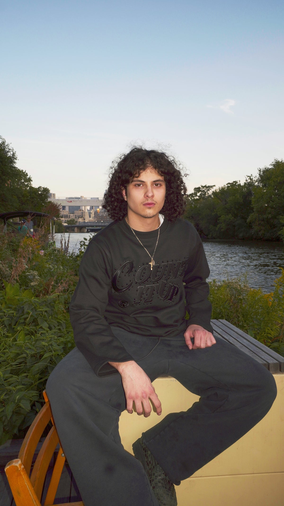 Black Rhine Stone Crew Neck