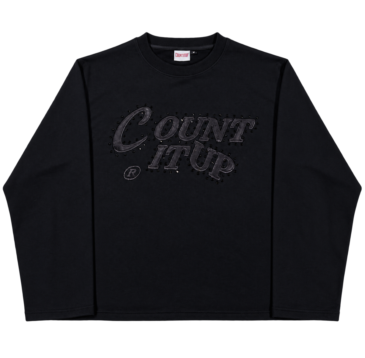 Black Rhine Stone Crew Neck