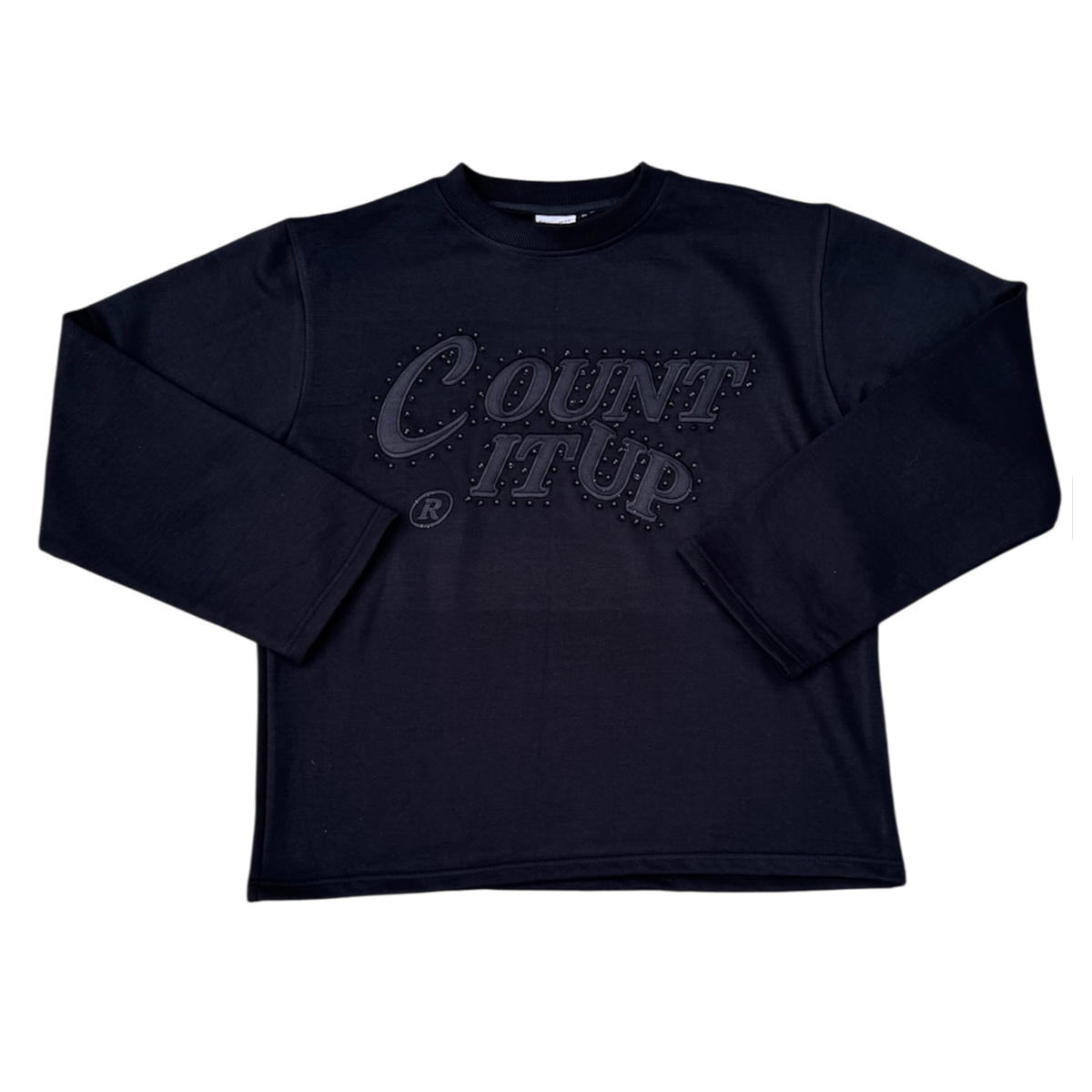 Black Rhine Stone Crew Neck